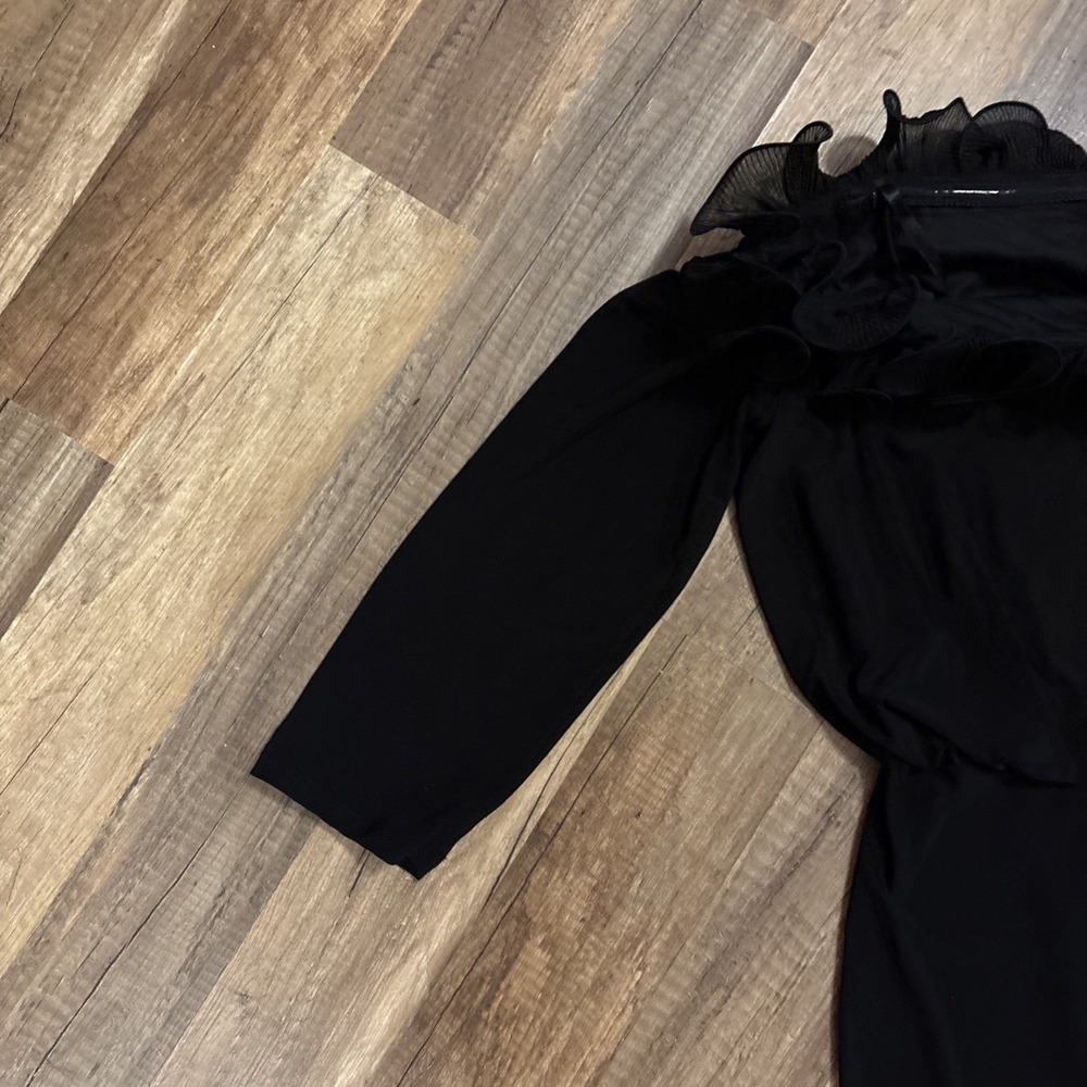 Adrianna Papell Womens Off the Shoulder Scalloped Edge Jumpsuit Black 12 - Picture 5 of 9